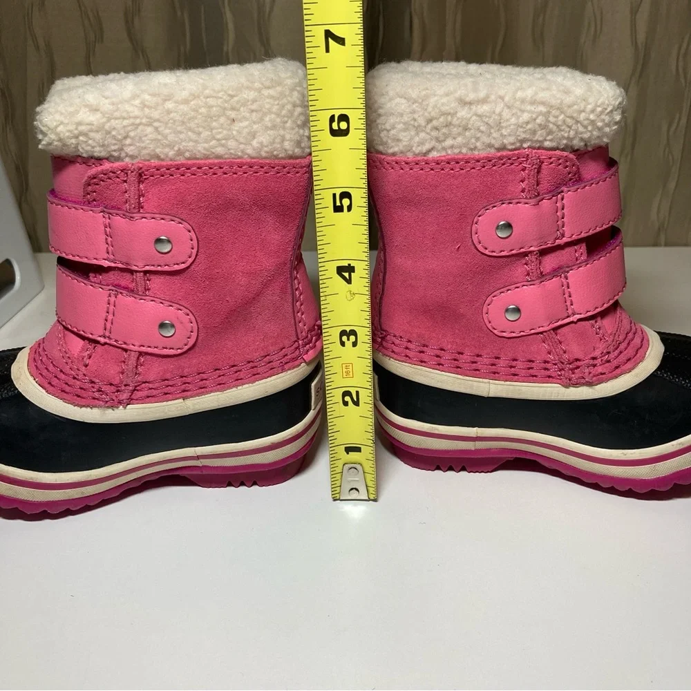 Sorel 1964 Pac Strap Baby Girl's 5 Winter Tropic Pink Suede Black Waterproof